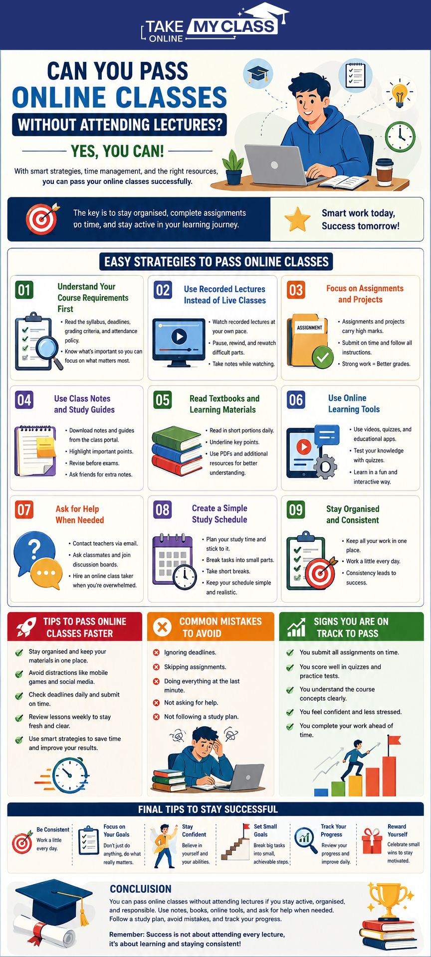 How to Pass Online Classes Without Attending Lectures - Infographics